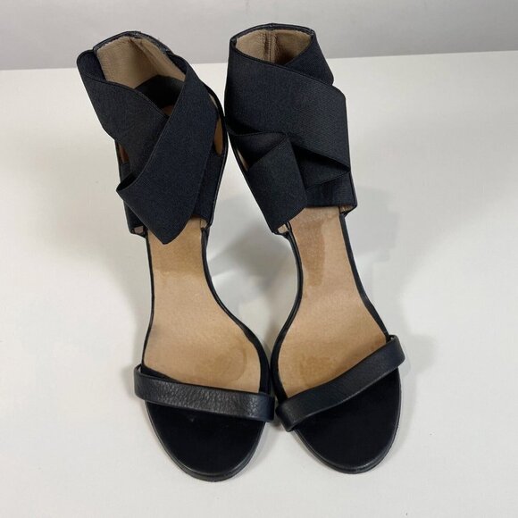 IRO Vero Cuoio Cross Over Elastic Straps Leather Come Heels Black 37 Sandal Pump - Picture 2 of 7